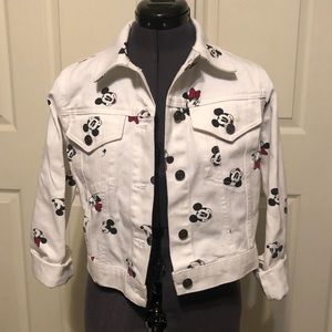 Mickey/Minnie white cropped denim jacket